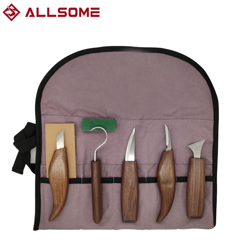ALLSOME 8Pcs Wood Carving Knife Chisel Woodworking Cutter Hand Tool Set Peeling Woodcarving