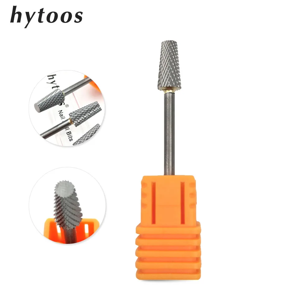 HYTOOS Tungsten Carbide Barrel Nail Drill Bit 3/32" High Quality Rotary Milling Cutter Manicure Bits
