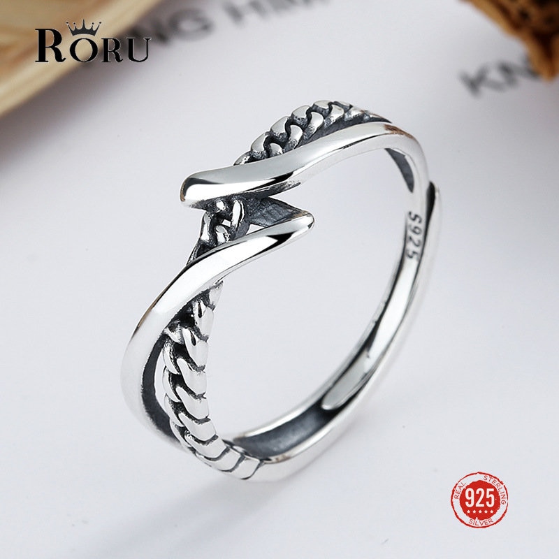 925 Sterling Silver Interwoven Chain Finger Ring Simple Retro Minority Design Light Luxury Ins Cold Style For Women Men Gifts