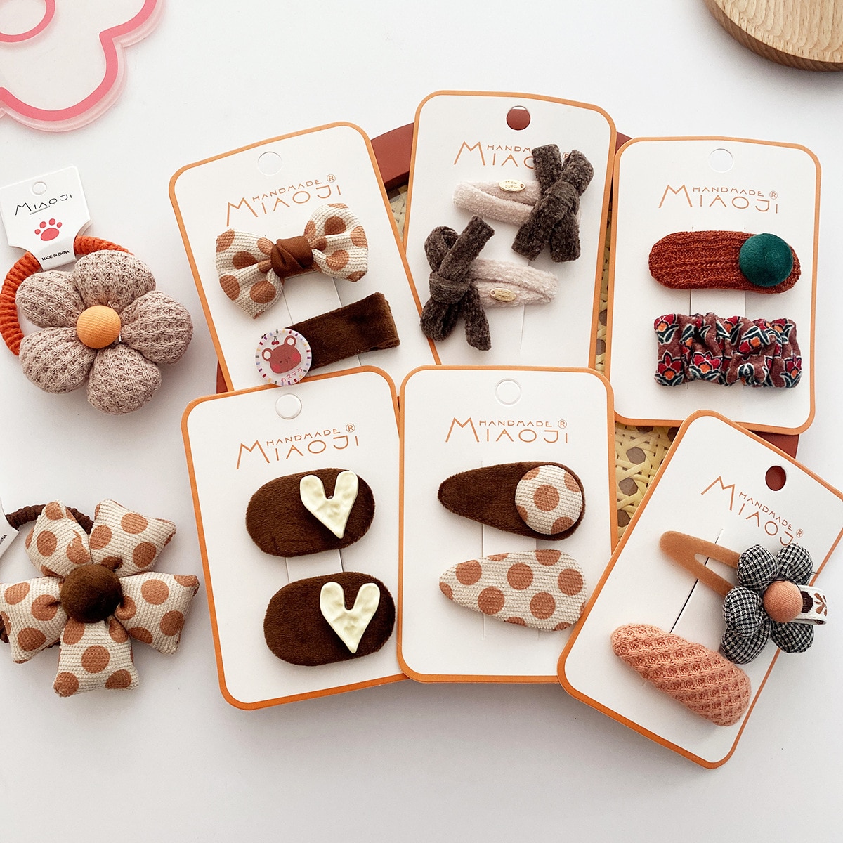 Korean Coffee color Fabric Wave Flower Party Hairpin Kawaii Cute Costume Headband Hair Pin for Children Girls Bangs BB Clip Gift