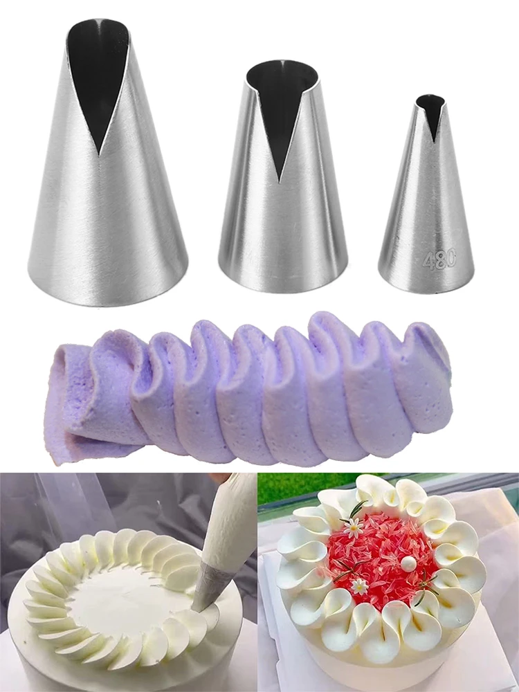 New 3Pcs Flower Nozzles Icing Piping Tips 304 Stainless Steel Santa Ana For Cake Biscuit Cupcake