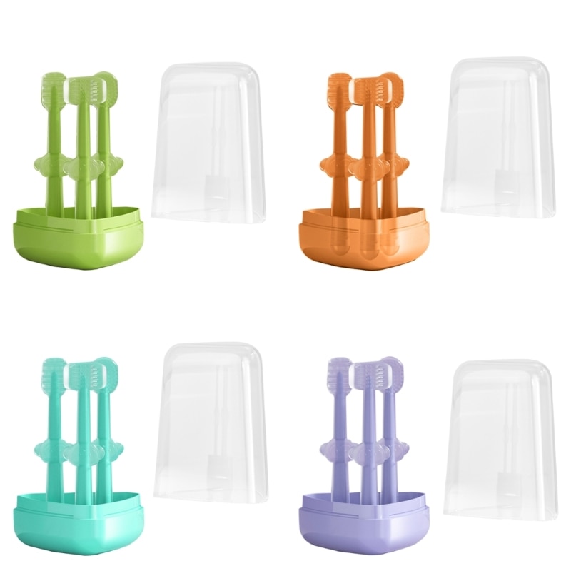 3Pcs Baby Oral Care Set with Tongue Massager Brush U-shape Brush Silicone Brush