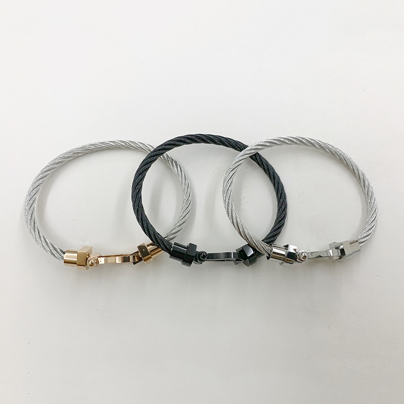 2023 Classic U shape Stainless Steel rope screw bracelet Wire Magnetic Buckle Force Bangles& Bracelets Horseshoe Wristband