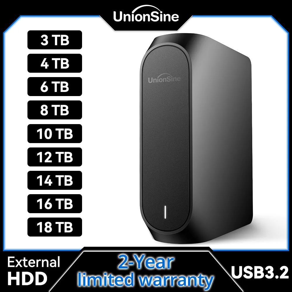 UnionSine 4TB 6TB 8TB 10TB 12TB 18TB 3.5"USB 3.2Gen HDD Compatible External Hard Disk