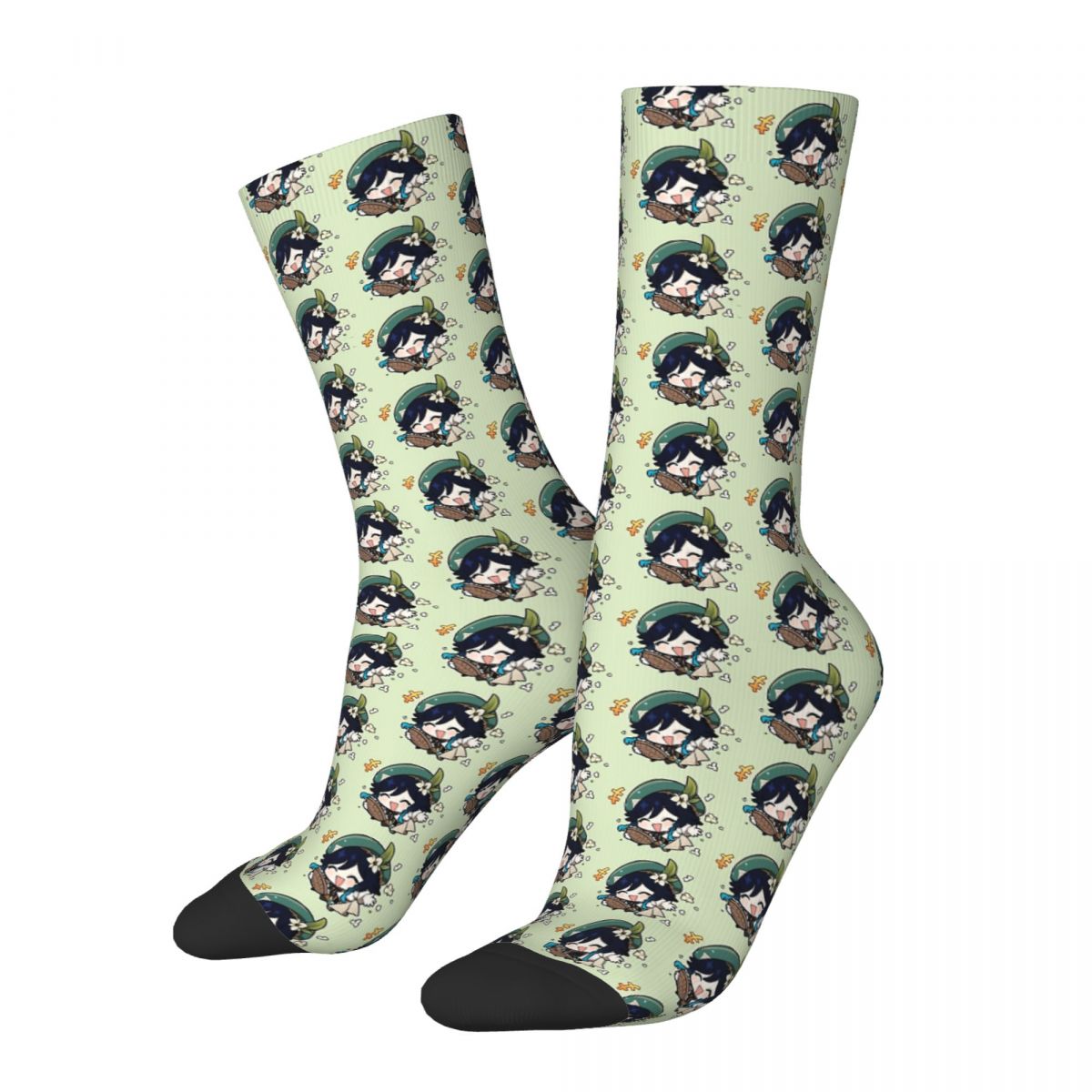 Genshin Impact Venti Chibi Men Women Socks Windproof Novelty Spring Summer Autumn Winter Stockings Gift