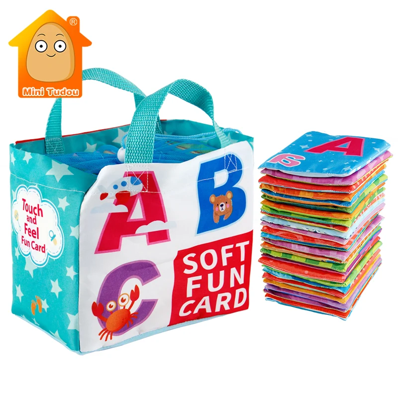 Newest Flashcards Learning Language Baby Book Toy 26PCS Soft Alphabet Cards With Cloth Bag Babies