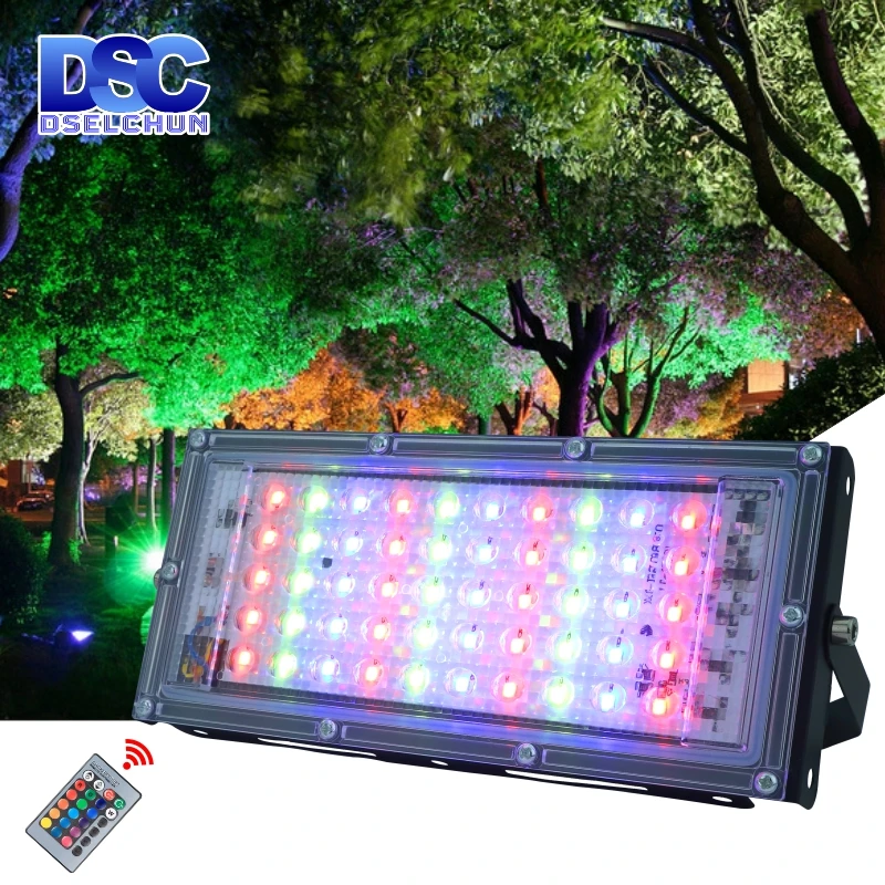 50W LED RGB Flood Light Lamp AC 220V 230V 240V Outdoor Floodlight IP65 Waterproof Reflector Led