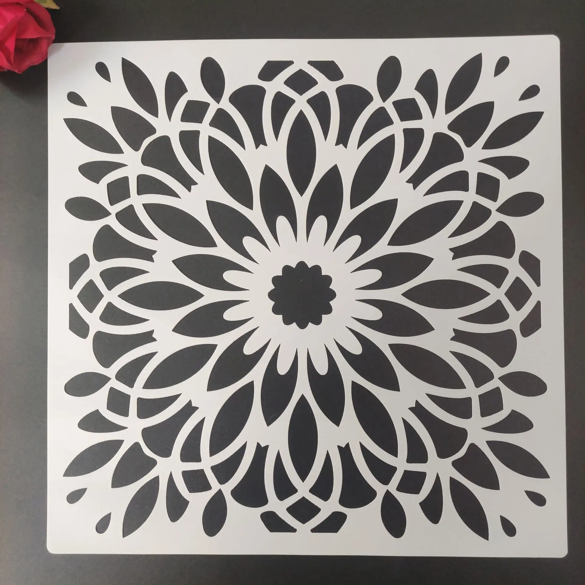 30 * 30cm DIY reusable molds laser cut painting stencils floor tile fabric wall mold furniture mandala N37