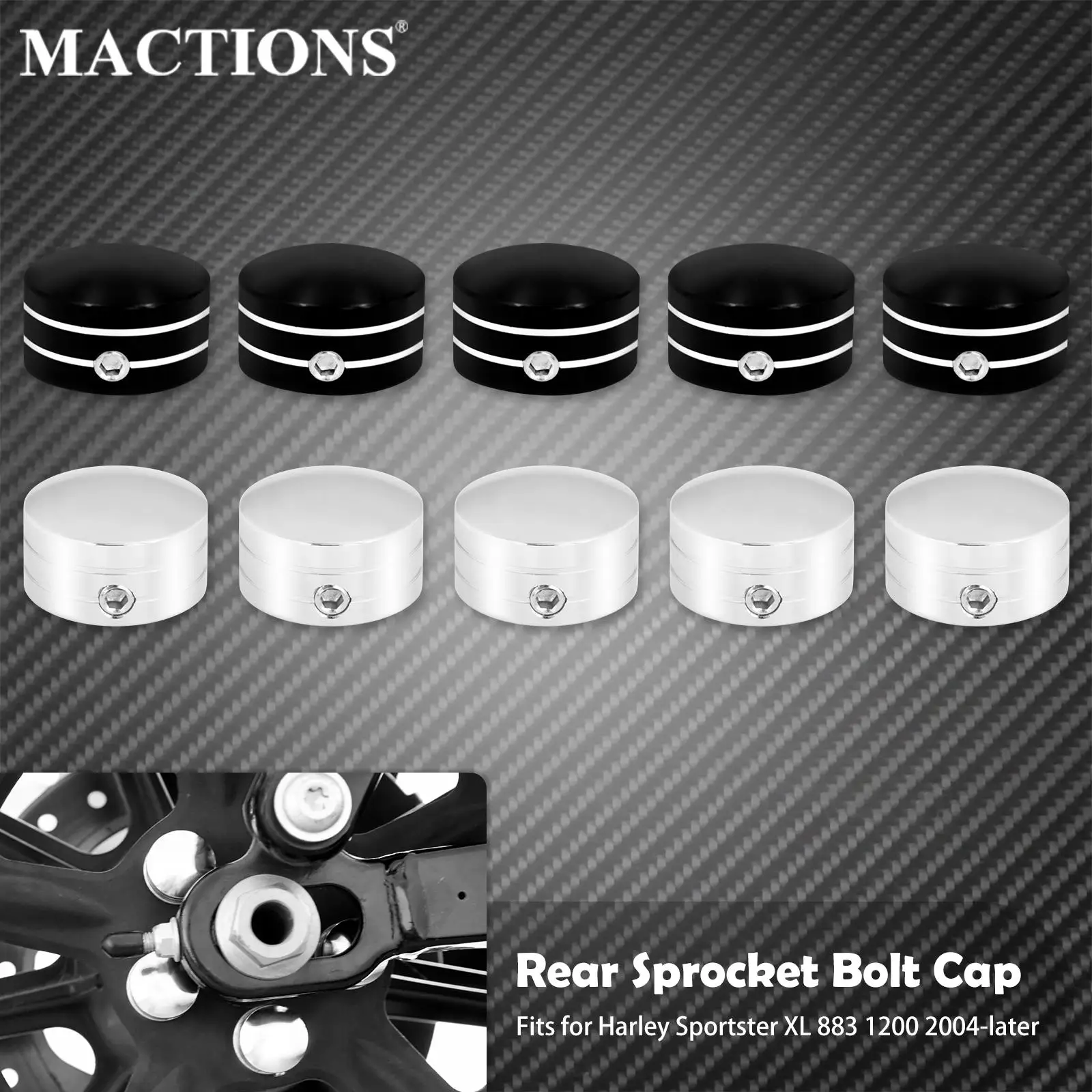 Motorcycle Rear Sprocket Flat Bolt Cap Cover Kit For Harley Touring Road King Sportster XL883