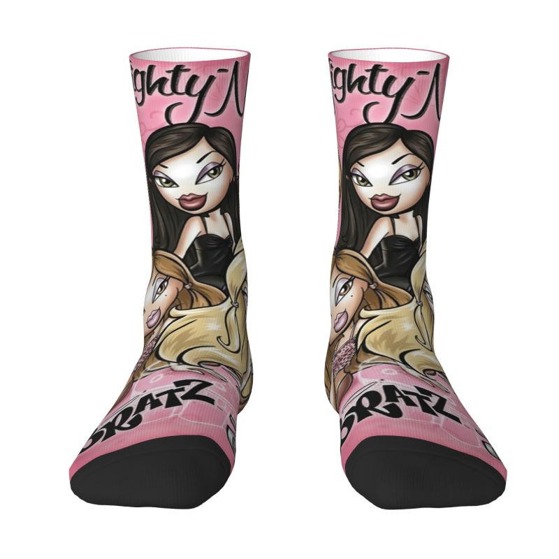Cute Mens Bratz Rock Angelz Dress Socks Unisex Warm Breathbale 3D Printing Cartoon Anime Movie Crew Socks