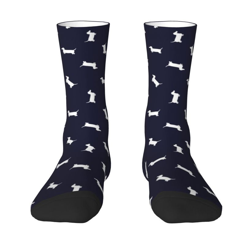 Fun Printing Dachshund Cartoon Pattern Socks for Men Women Stretch Summer Autumn Winter Wiener Sausage Dog Crew Socks