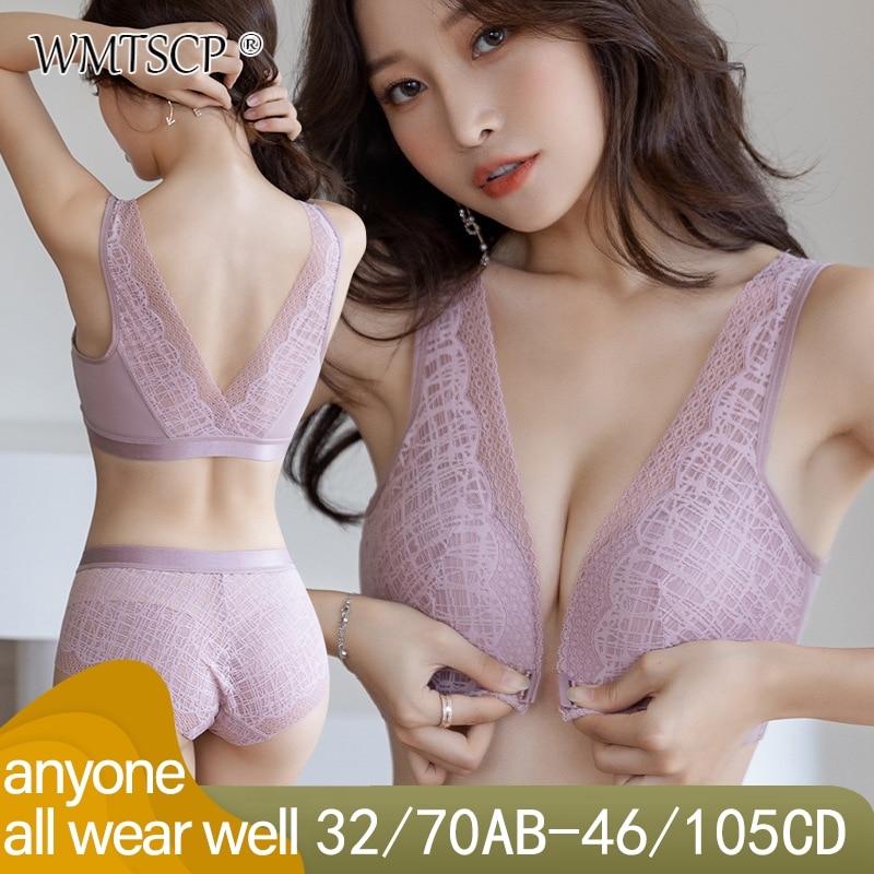 WMTSCP Sexy front button, small chest, flat chest, women's bra, no steel ring, comfortable, breathable, beautiful back unde