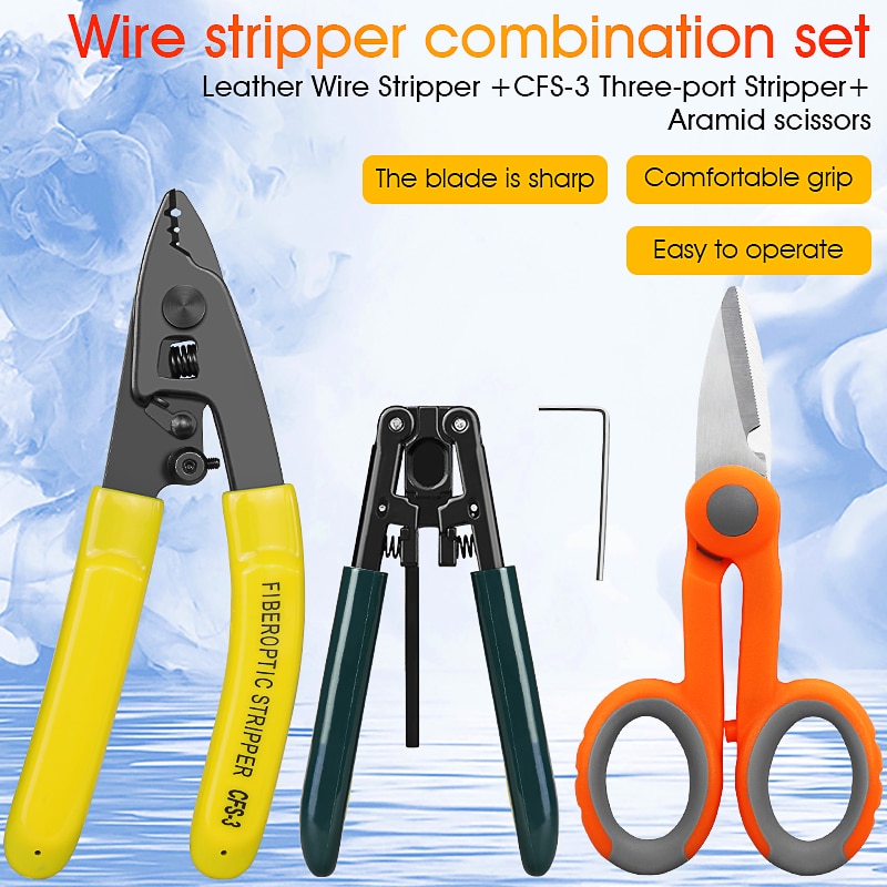 3-in-1 Suit Sell 3 packs Fiber Optic Tool Kit Scissors Double Hole Pliers Stripper Fiber Optic Stripper CFS-3/2