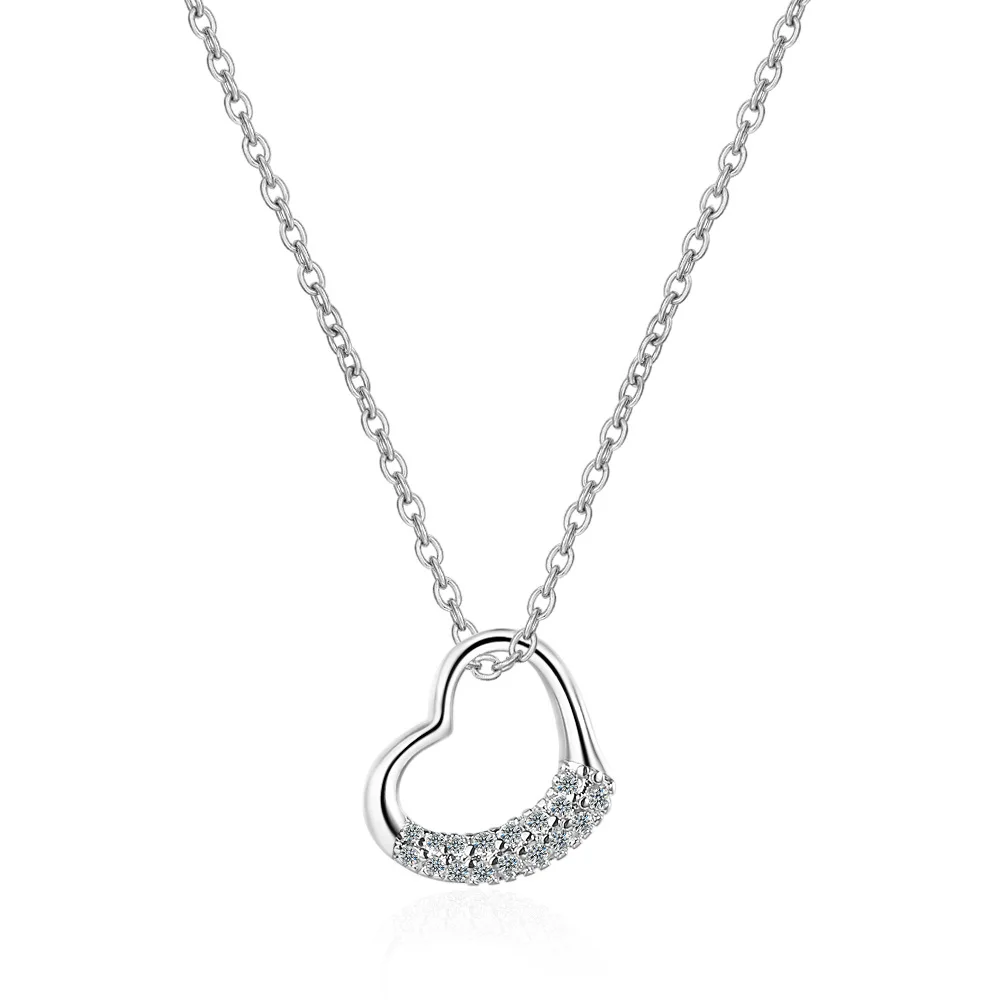 Fashion 925 Sterling Silver Female Zircon Heart Necklaces For Women Party Luxury Designer Jewelry