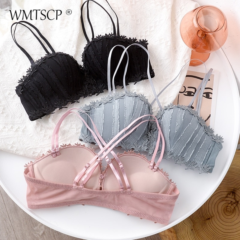 WMTSCP Versatile front button without steel ring invisible sexy adjustable underwear half cup women's underwear with lace