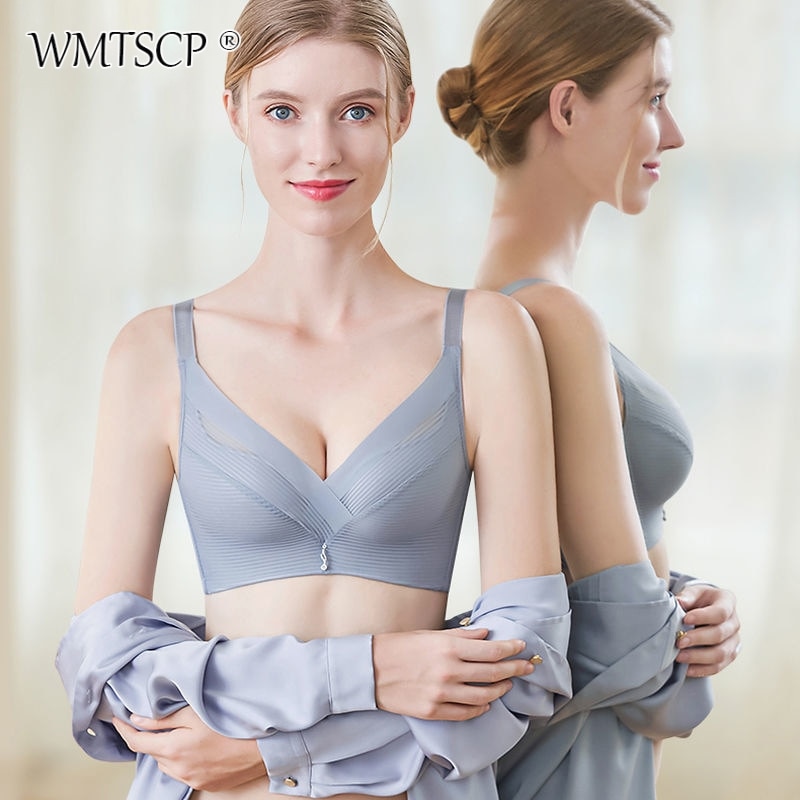 WMTSCP New Lace Women's Underwear No Steel Ring Large Women's Bra Sexy Deep V Comfortable Chest Top Women's Sexy 