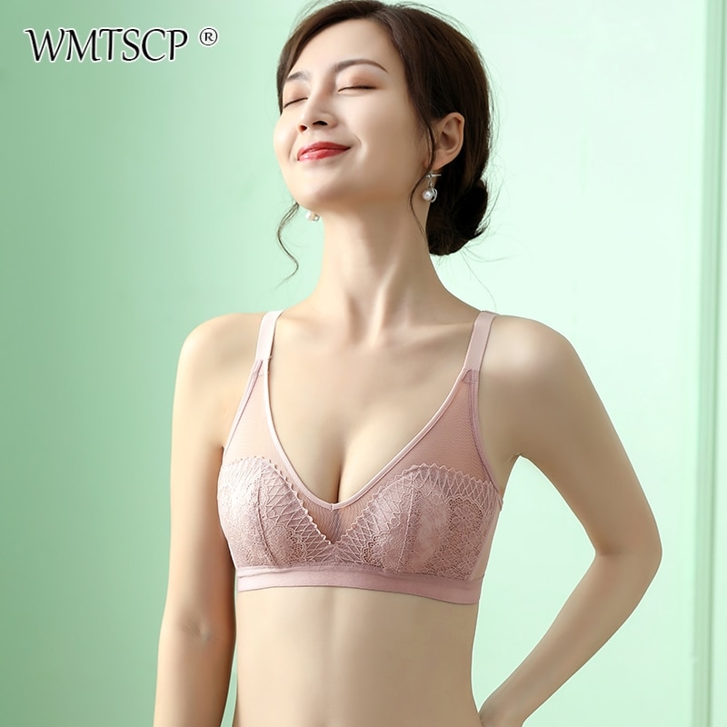 WMTSCP New ultra-thin breathable thin sexy bra Women's rabbit ear bra Women's lace underwear without steel ring