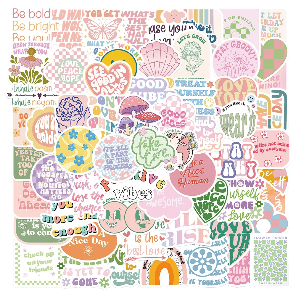 50/100pcs Danish Pastel Aesthetic Stickers Cute Vinyl Waterproof VSCO Stickers for Laptop Phone