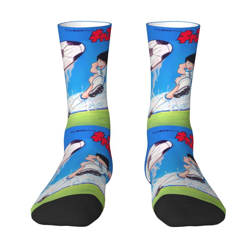 Fashion Mens Captain Tsubasa Dress Socks Unisex Warm Breathbale 3D Print Classic Manga Japanese Footballer Crew Socks
