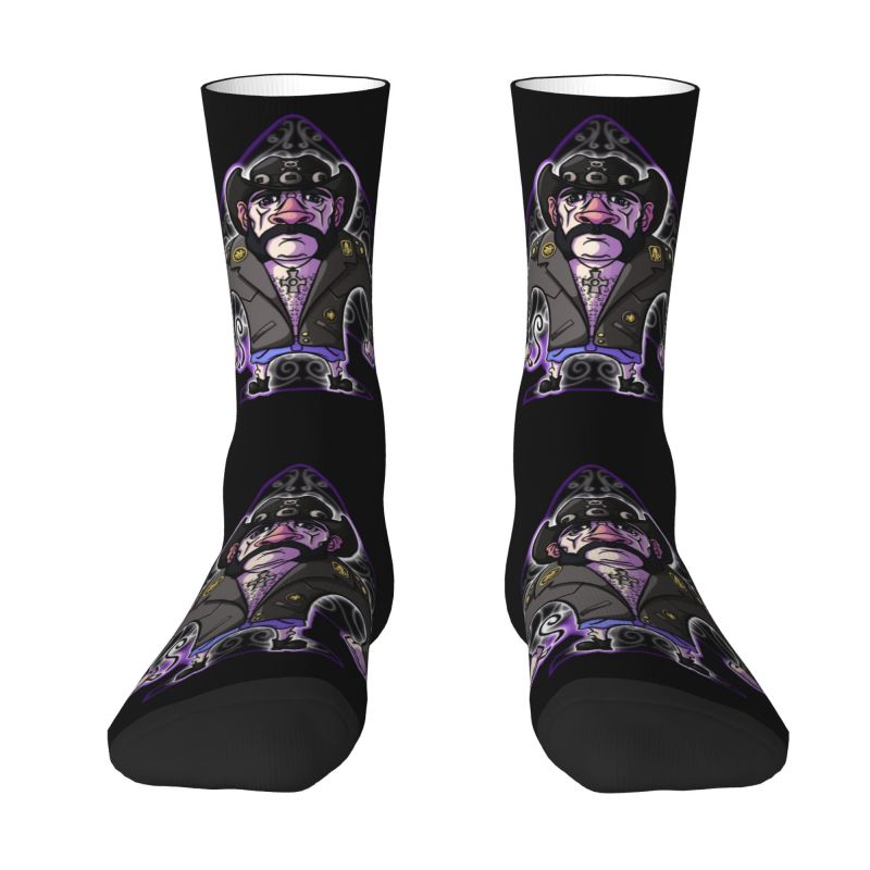 Kawaii Mens Heavy Metal Singer Actor Lemmys Ace Dress Socks Unisex Breathbale Warm 3D Print Crew Socks