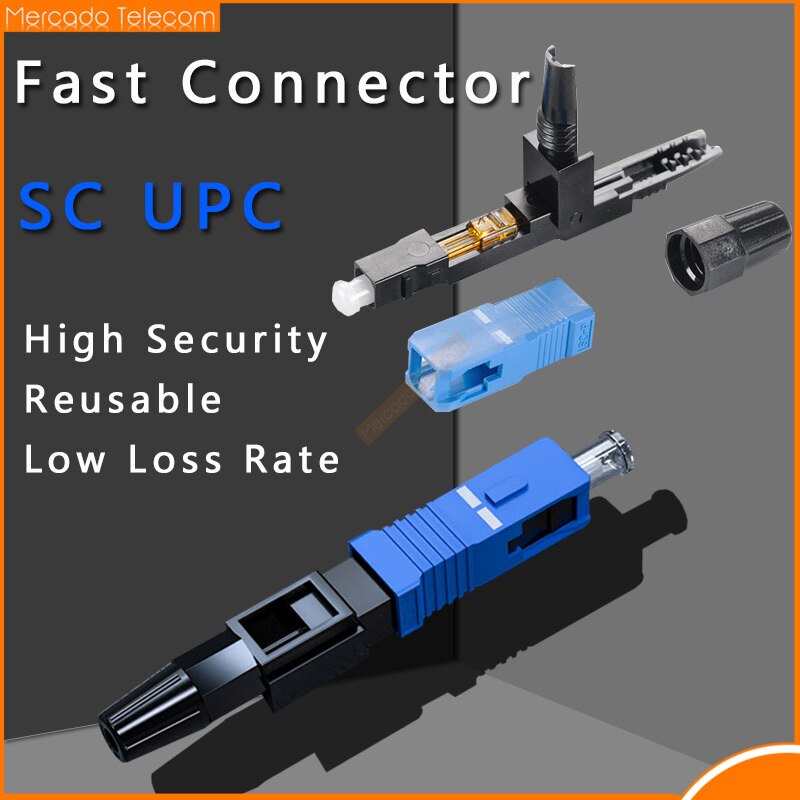 50/100pcs FTTH SC UPC Single Mode Fiber Optic Fast Connector SC Quick Connector FTTH Tool Cold Connection Optical Adapter