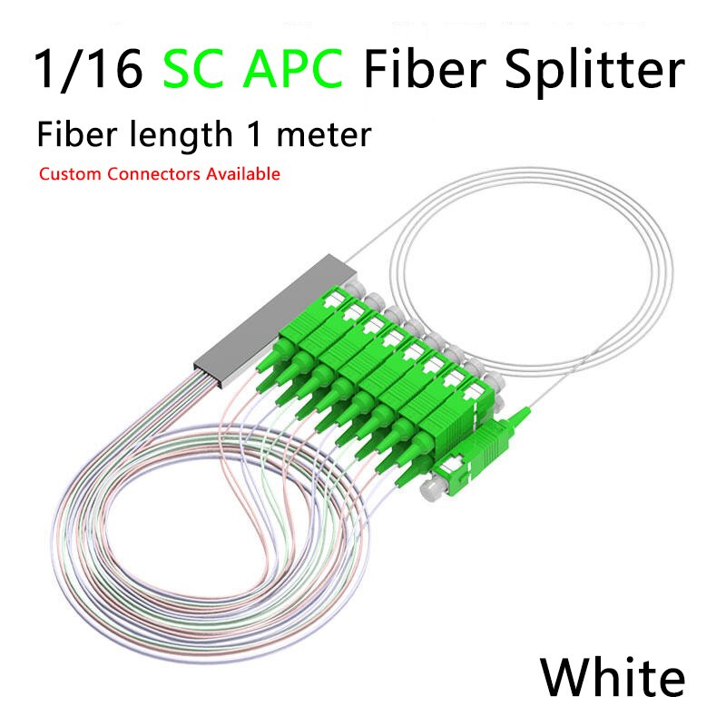 1X16 PLC Splitter SC APC Optical FTTH Fiber Optic Splitter PLC Optical Singlemode Simplex Steel Pipe 1M Free Shipping