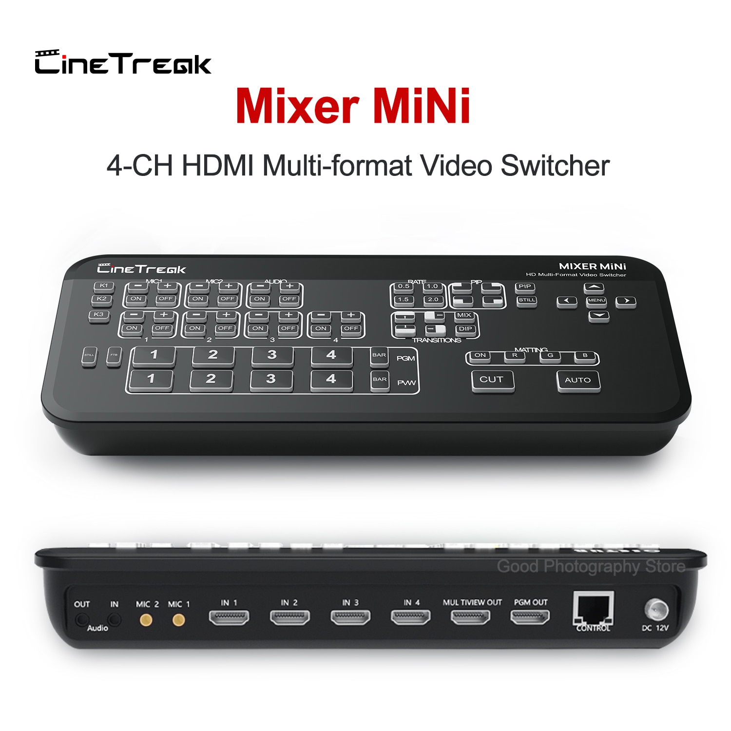 Cinetreak Mixer MiNi 4-CH Live-Streaming Swithcer Video Multi-view Recording Mixer VS DeviceWell 7105 Blackmagic Design ATEM