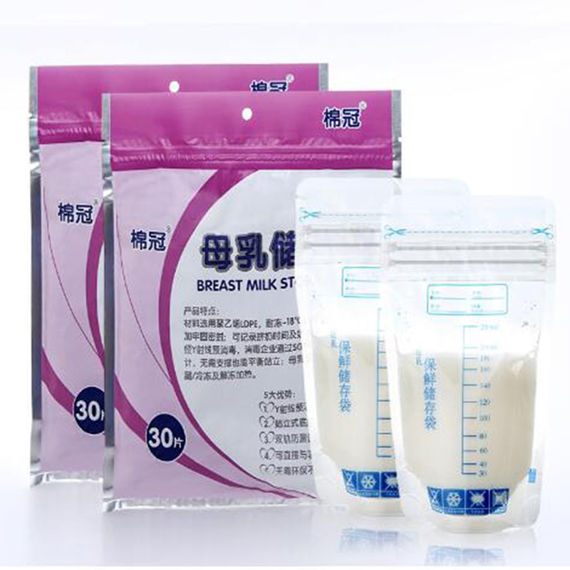 30Pcs Breast Milk Storage Bags 250ml Safety Mother Milk Organizer Bag Feeding Supplies Food Storage Breast Milk Bags