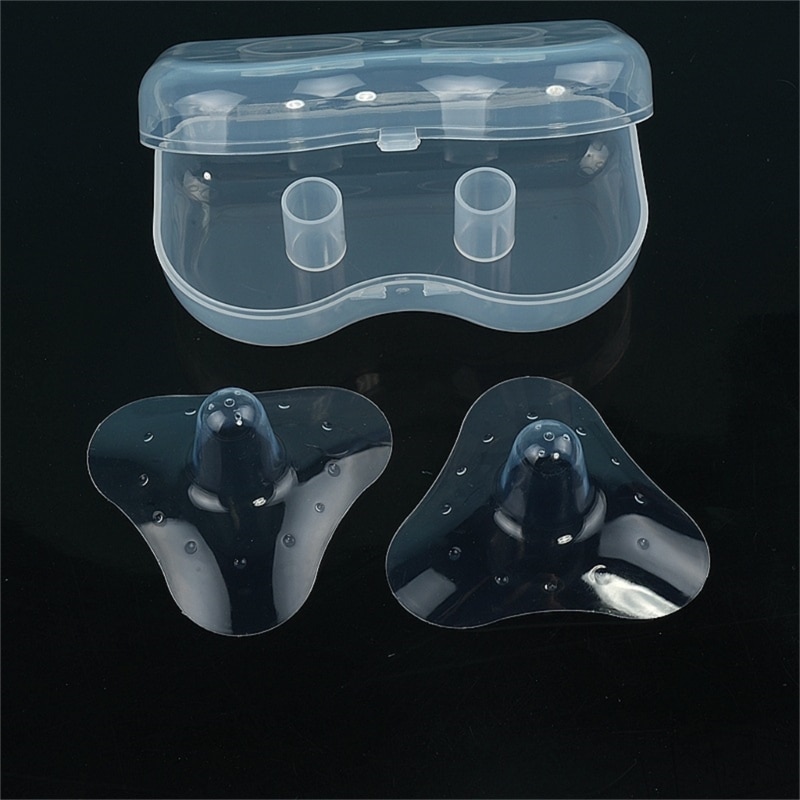 2Pcs Ultra-thin Soft Silicone Nipple Shield Protectors Baby Breast Milk Feeding Conical Shape with Carrying Case A2UB