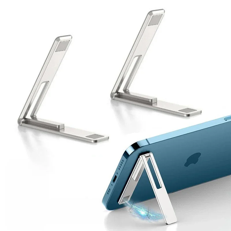 Magnetic Ultra Thin Foldable Mobile Phone Holder Bracket Metal Alloy Desktop Cell Phone Stands