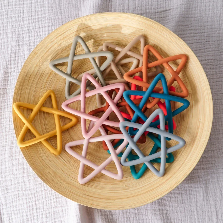 Baby Silicone Teethers Toy Food Grade Newborn Pacifier Molar Chewing Teething Toy Cartoon Star Baby