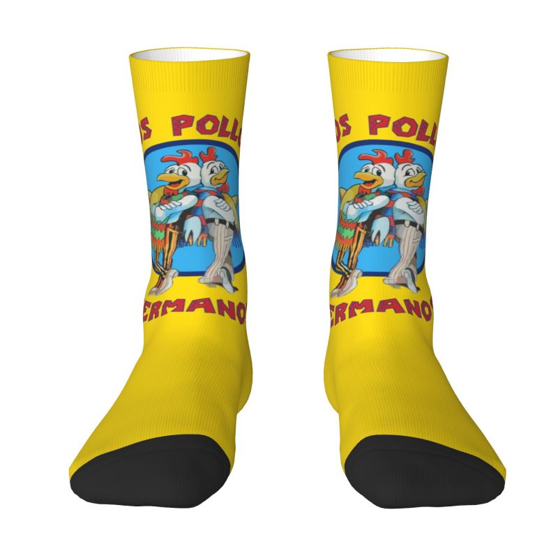 Fun Mens Distressed Breaking Bad Dress Socks Unisex Warm Breathbale 3D Printing Los Pollos Hermanos Crew Socks