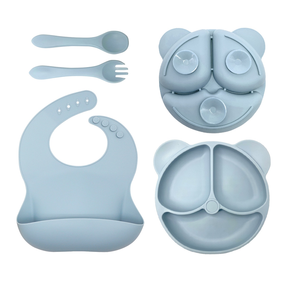 Baby Safe Silicone Suction Feeding Bowl Cartoon Kids Dishes Baby Bear Face Plate Tableware Retro Dinner Tablewares Eco-friendly