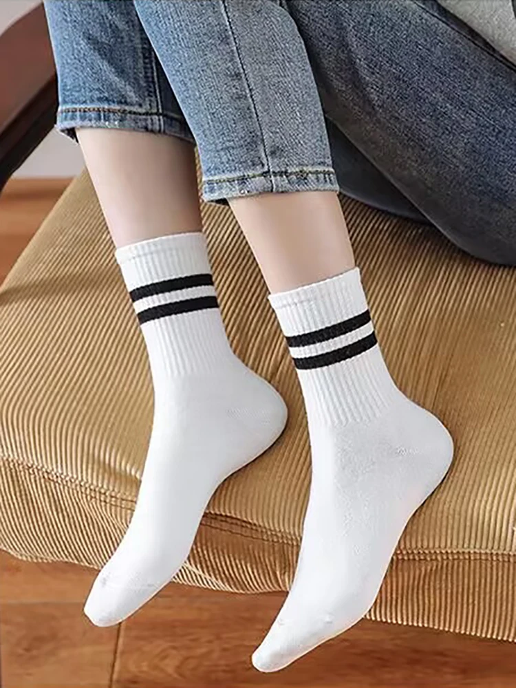 Unisex Socks Women Men White Black Crew Socks Female Male Solid Color Socks Short Cotton Sock