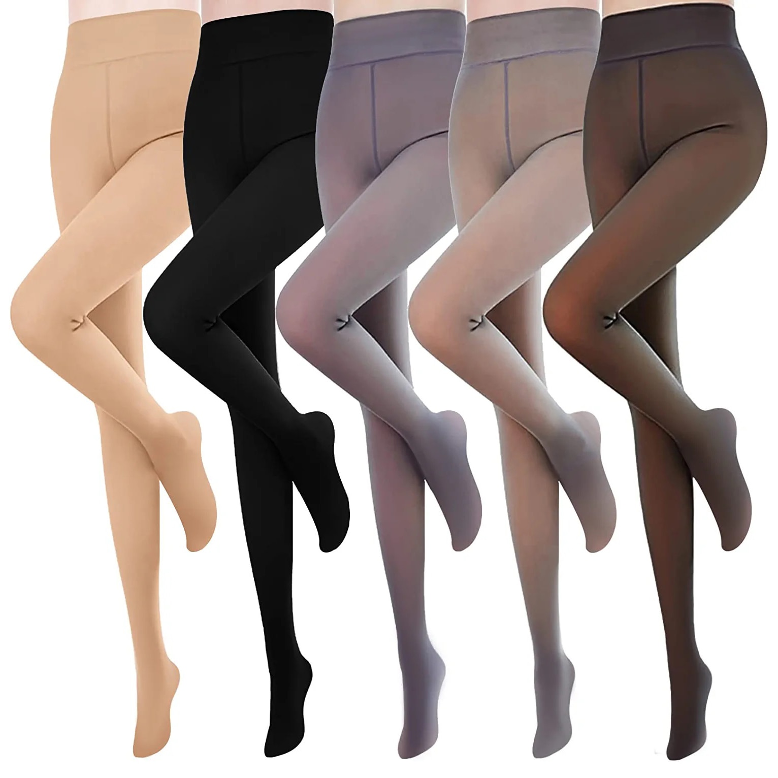 Sexy Stockings Women Sheer High Waist Leggings Fake Translucent Fleece Lined Tights Pantyhose for Spring Fall 3 Colors