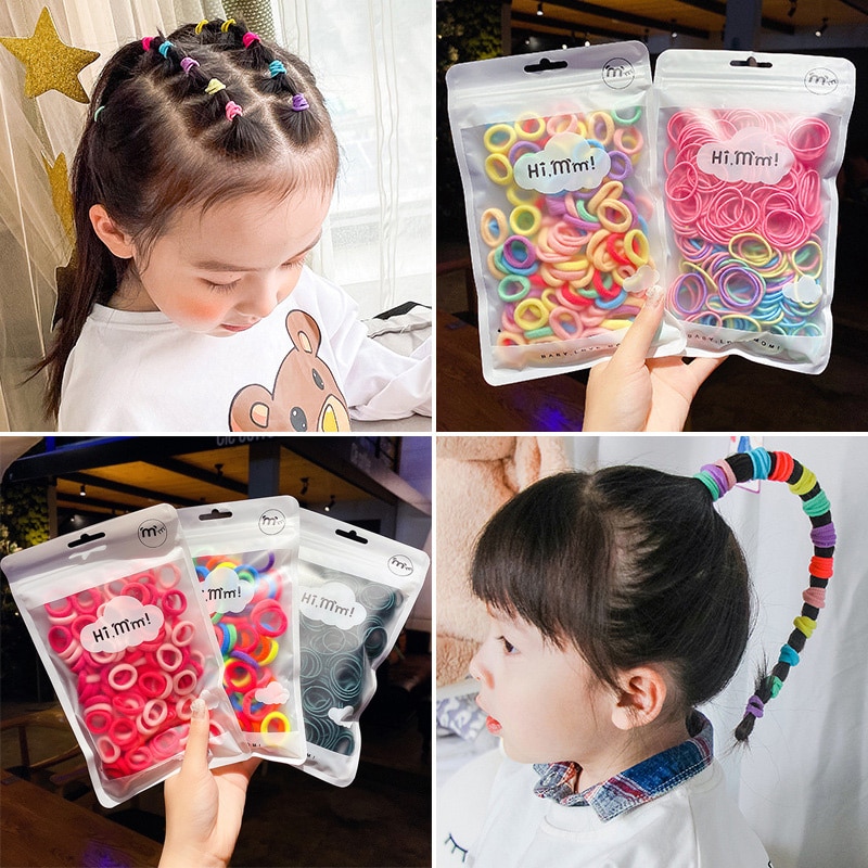 100 Pieces Seamless Baby Girl Elastic Hair Bands Soft Hair Ties Ponytail Holder Kids Rubber Bands No Damaged Children Hair Ring