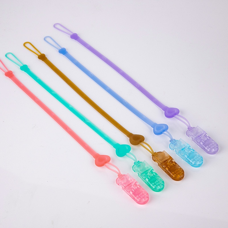 Silicone Solid Color Pacifier Chain Baby Nipple Teether Anti-drop Chain Babies Supplies Feeding Pacifiers Leashes Accessories