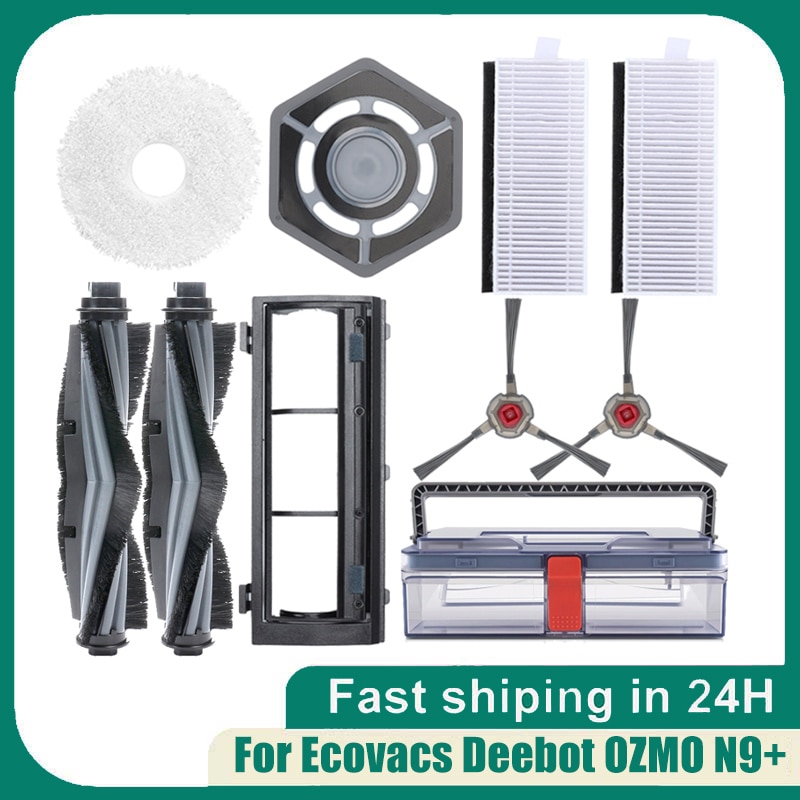 For Ecovacs Deebot OZMO N9 Vacuum Cleaner Side/Roller Brush Cover Hepa Filter Mop Cloth Spare Parts Dust Container Accessories