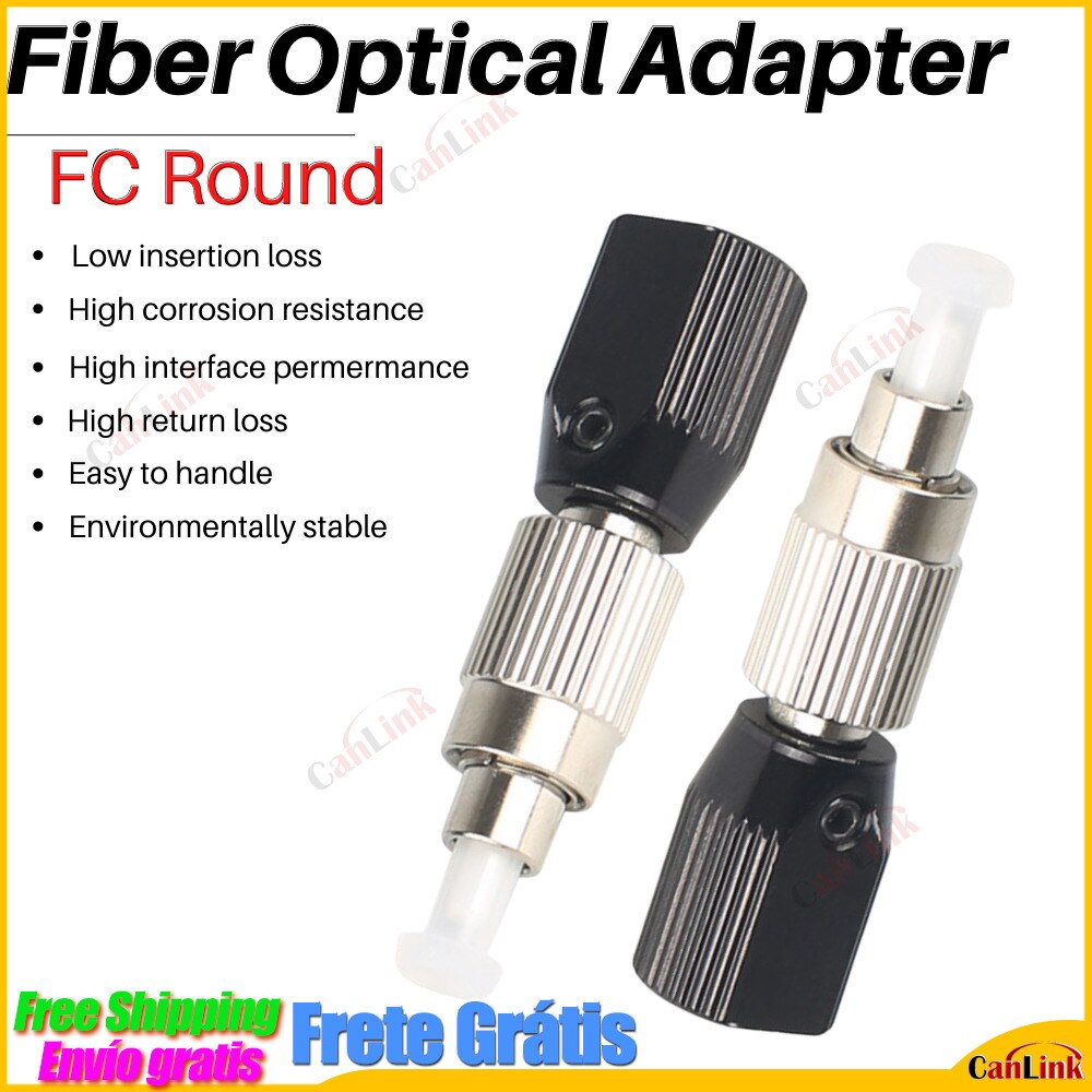 2PCS Fiber Optic Adapter FC Round Single Mode Multimode Bare Fiber Adaptor