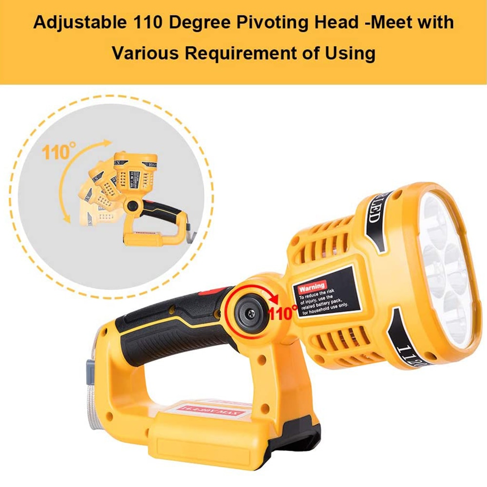 SALE 12W LED Lamp Flashlight with USB port Outdoor Emergency Lighting For Dewalt DCB140 DCB181 DCB200 DCB205 li-ion battery