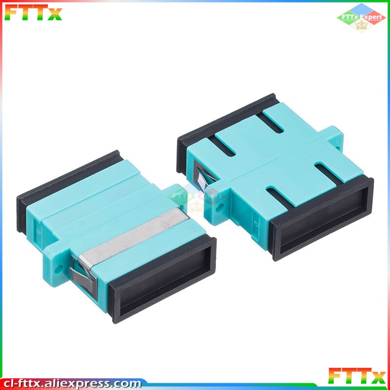 Free Shipping 50pcs/lot SC/UPC OM3 Aqua Fiber Optic Adaptor,Flange Joint SC-SC Multi Mode Duplex Fiber Coupler Connector