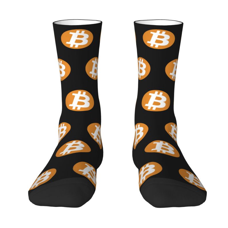 Bitcoin Men Women Crew Socks Unisex Novelty 3D Print BTC Fans Dress Socks