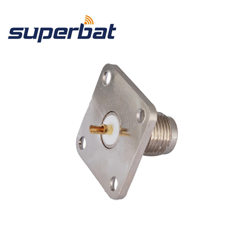 Superbat 10pcs TNC 4 Hole Panel Mount Female with Solder Cup Wide Flange RF Coaxial Connector