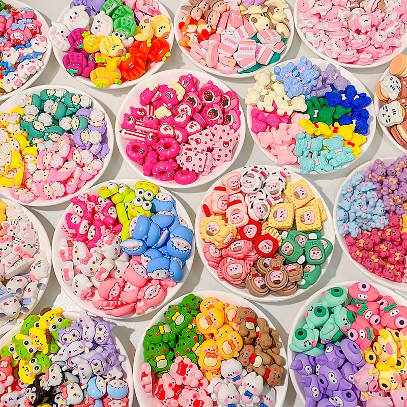 20/50/100pcs Kawaii Cartoons Resin Mix Flatback For DIY Craft Making Decorations Scrapbooking Phone Case Embellishment Hair Clip
