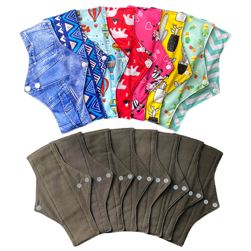 25*18cm Cloth Menstrual Gaskets Reusable Hygiene Pads for women，Washable Sanitary Napkin With Bamboo Charcoal Inner S/M/L