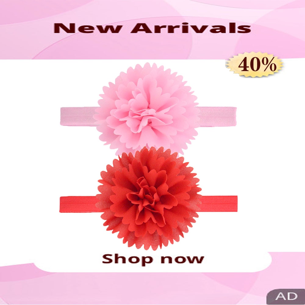Children's Hair Accessories Chiffon Fabric Art Peony Flower Elastic Solid Color Headband Baby Hair Hoop Headwear Baby Boho