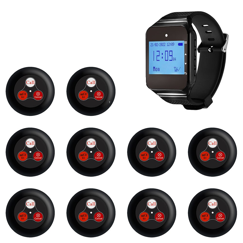 Restaurant Pager RF Wireless Technology Waiter Calling System Watch Receiver Call Button For Cafe Clinic Dentist