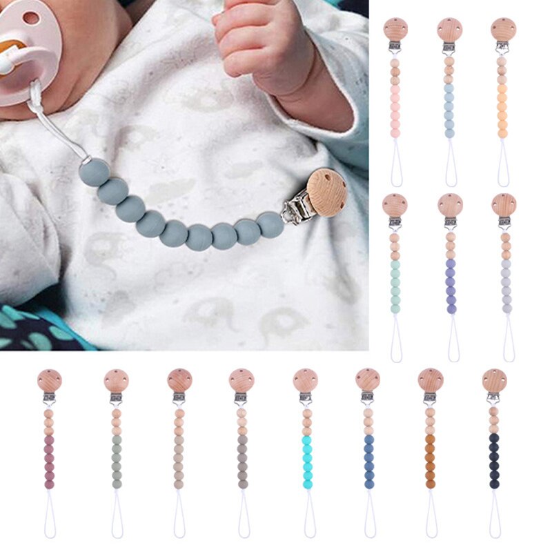 Silicone Beads Baby Anti-drop Chain Pacifier Clips Infant Nipple Appease Soother Chain Clips Dummy Holder Nipple Clip Baby Stuff