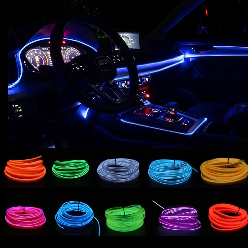 Automobile Atmosphere Lamp Car Interior Lighting LED Strip Decoration Garland Wire Rope Tube Line Flexible Neon Diode USB Drive