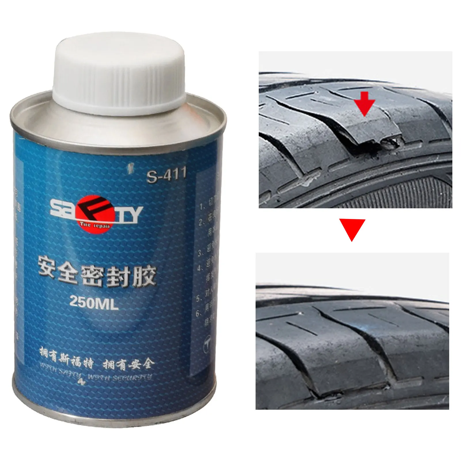 Car Tire Glue Tire Puncture Sealer Tire Patch Sealer Flat Tire Repair Glue For Standard Tires Black